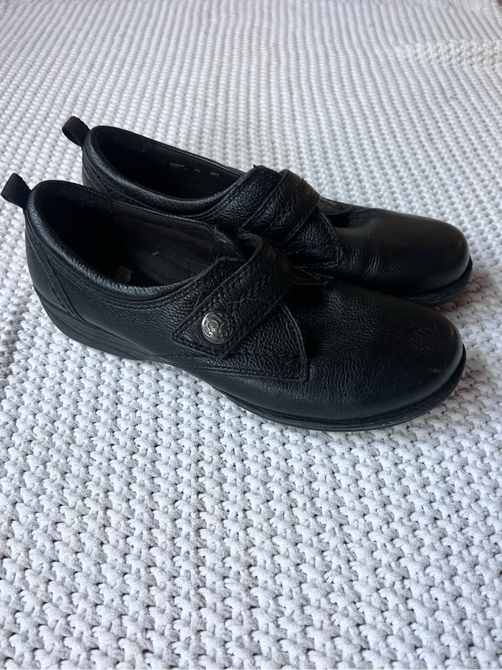 Clarks Gaberly Panama Leather Comfort Slip On Black Shoes Comfy Size 9